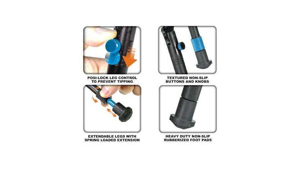 Leapers UTG New Gen Reinforced Clamp-on Bipod, Center Height 6.2-6.7in, _x000D_ TL-BP18S-A