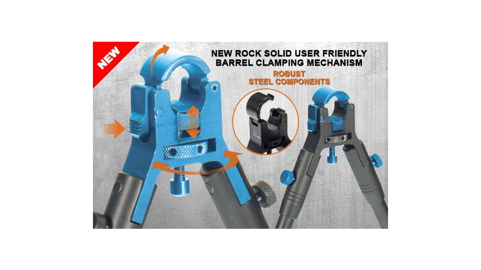 Leapers UTG New Gen Reinforced Clamp-on Bipod, 8.7in-10.2in Center Height, Black, TL-BP08S-A