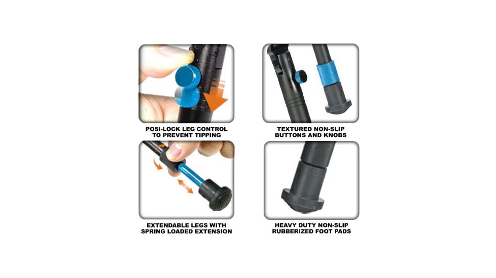 Leapers UTG New Gen Reinforced Clamp-on Bipod, 8.7in-10.2in Center Height, Black, TL-BP08S-A
