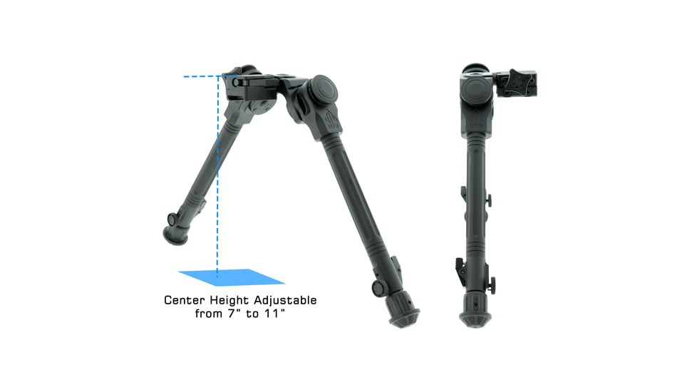 Leapers UTG Over Bore Bipod, 7 in-11in Center Height, Picatinny, Black, TL-BPOB01-A