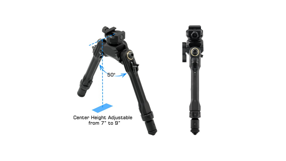Leapers UTG PRO TBNR Bipod, 7in-9in Center Height, Picatinny, Black, TLUBP02-A