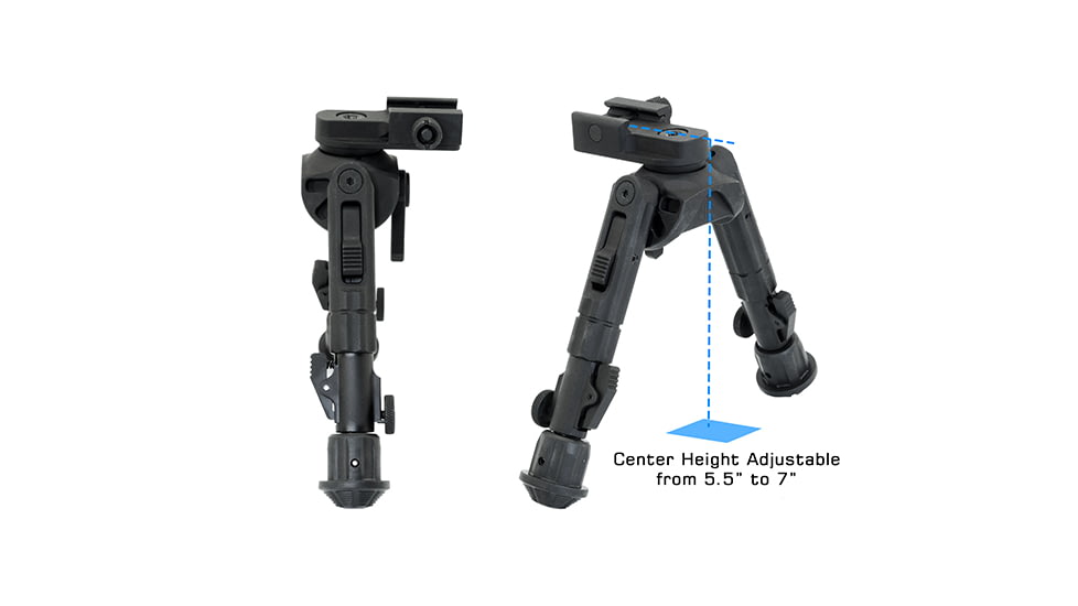 Leapers UTG Recon 360 TL Bipod, 5.5in-7.0in Center Height, Picatinny, Black, TL-BP02-A