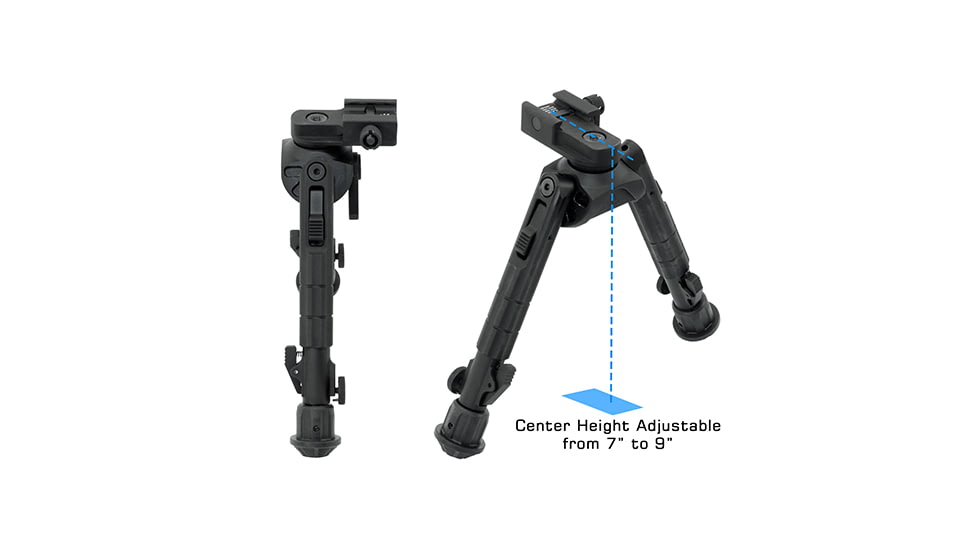 Leapers UTG Recon 360 TL Bipod, 7in-9in Center Height, Picatinny, Black, TL-BP01-A