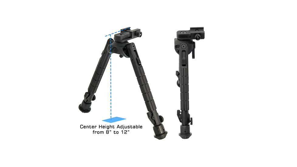 Leapers UTG Recon 360 TL Bipod, 8in-12in Center Height, Picatinny, Black, TL-BP03-A