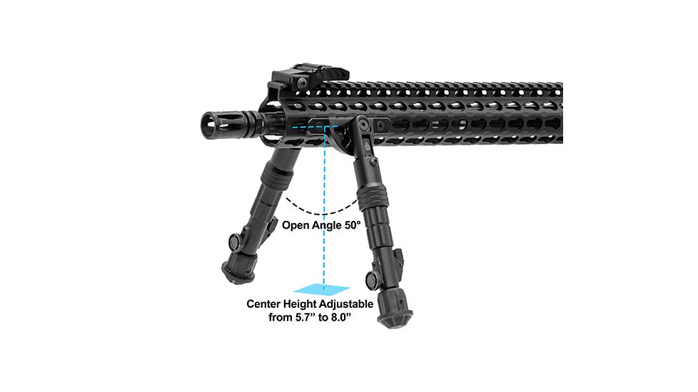 Leapers UTG Recon Flex KeyMod Bipod, Matte Black, Cent. Ht. 5.7-8, Matte Black TL-BPDK01