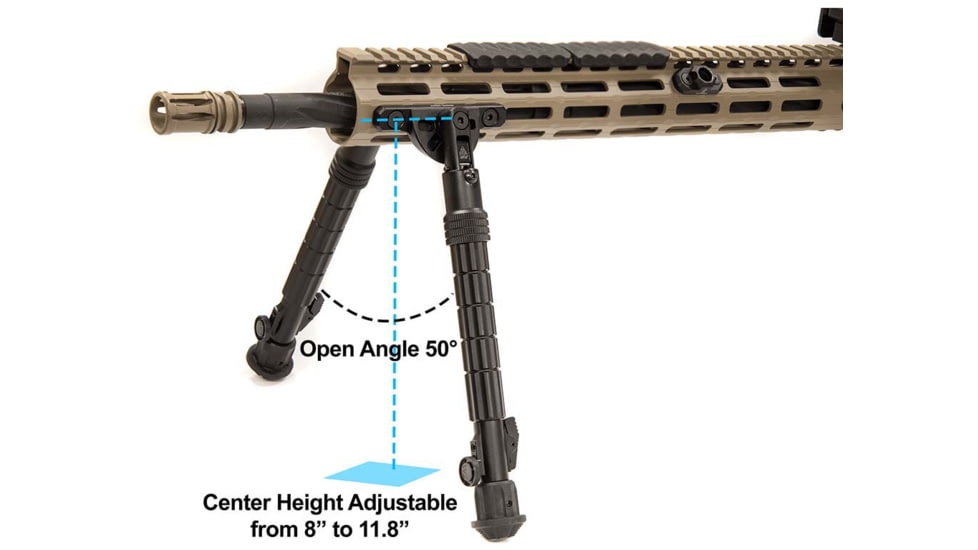Leapers UTG RECON FLEX M-LOK Bipod, Matte Black, 8.0in-11.8in Center Height, Black, TL-BPDM02