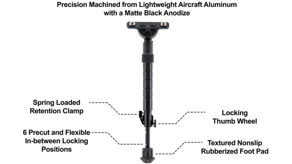 Leapers UTG RECON FLEX M-LOK Bipod, Matte Black, 8.0in-11.8in Center Height, Black, TL-BPDM02