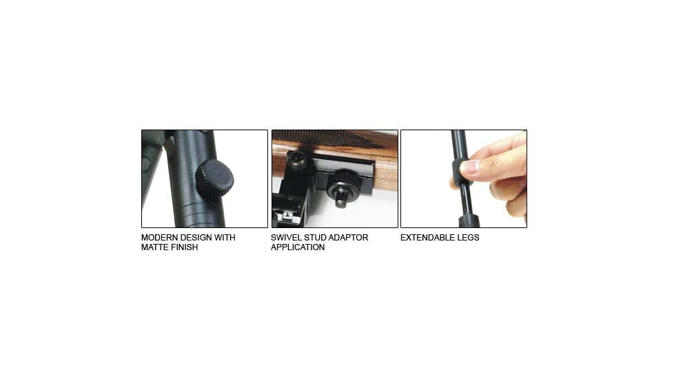 Leapers UTG Shooters Bipod, Rubber Feet, 8.7in-10.6in Center Height, Black, TL-BP69S