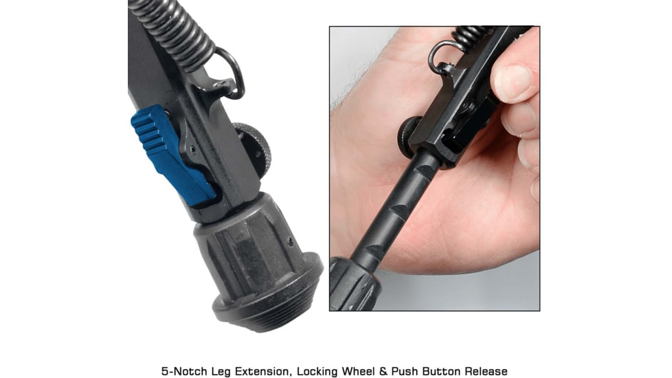 Leapers UTG Super Duty Bipod, Quick Detach, 6.0in- 8.5in Center Height, Black, TL-BP98Q
