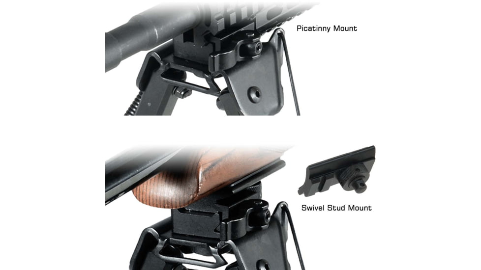 Leapers UTG Super Duty Bipod, Quick Detach, 6.0in- 8.5in Center Height, Black, TL-BP98Q