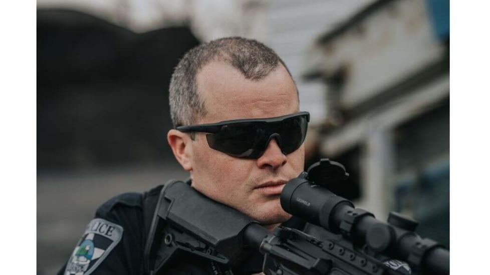 Leupold Sentinel Shooting Glasses, Matte Black Frame, Shadow Gray Flash Lens, 182669