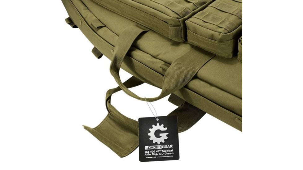 Loaded Gear RX-600  46 in Tactical Dual Rifle Bag, Padded Center Divider, 4 Zippered Pockets, OD Green BI12554