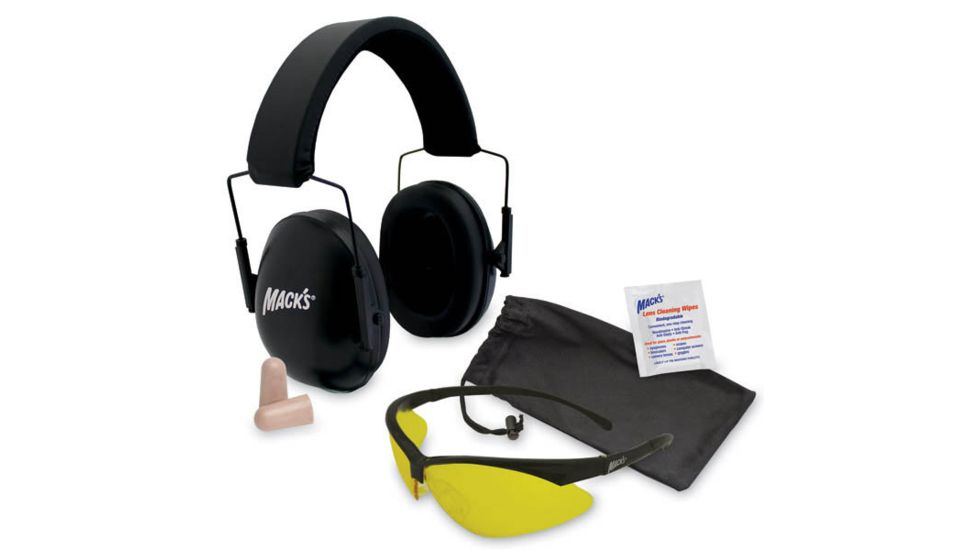 Macks Double Up Safety Kit, Black Earmuffs, Yellow Safety Glasses MK4462