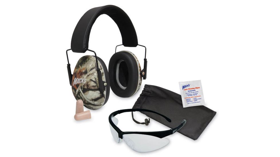 Macks Double Up Safety Kit, Camo Earmuffs, Clear Safety Glasses MK4467