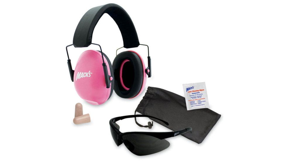 Macks Double Up Safety Kit, Pink Earmuffs, Smoke Safety Glasses MK4463