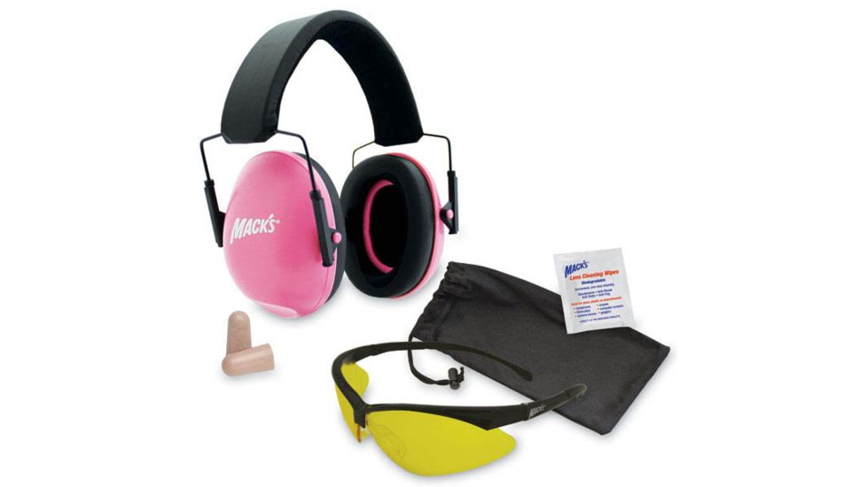 Macks Double Up Safety Kit, Pink Earmuffs, Yellow Safety Glasses MK4465
