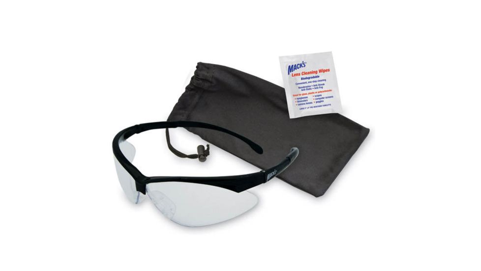 Macks Shooting Glasses, Black Frame, Clear Lens MK4481