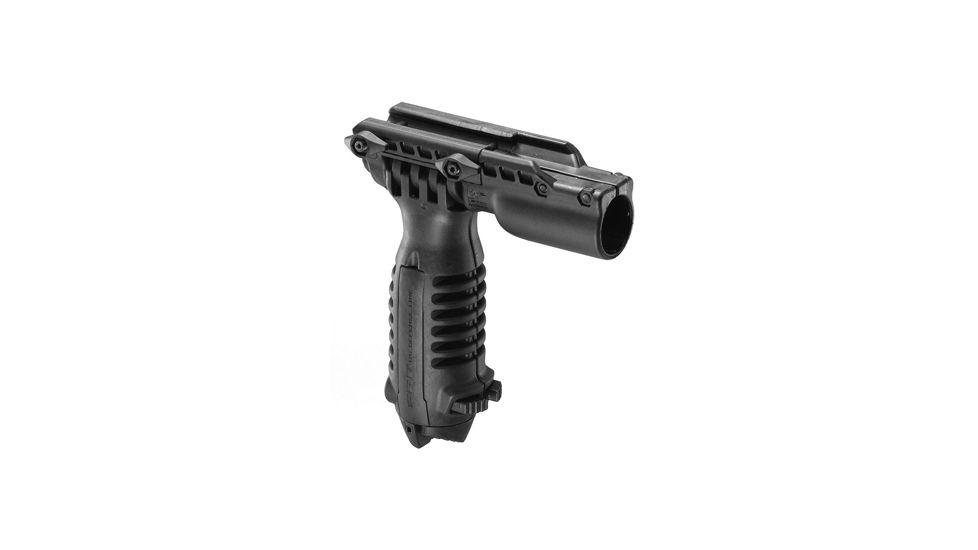 FAB Defense Vertical Foregrip w/Bipod and 1in Light Adapter, Black, T-PodFAB