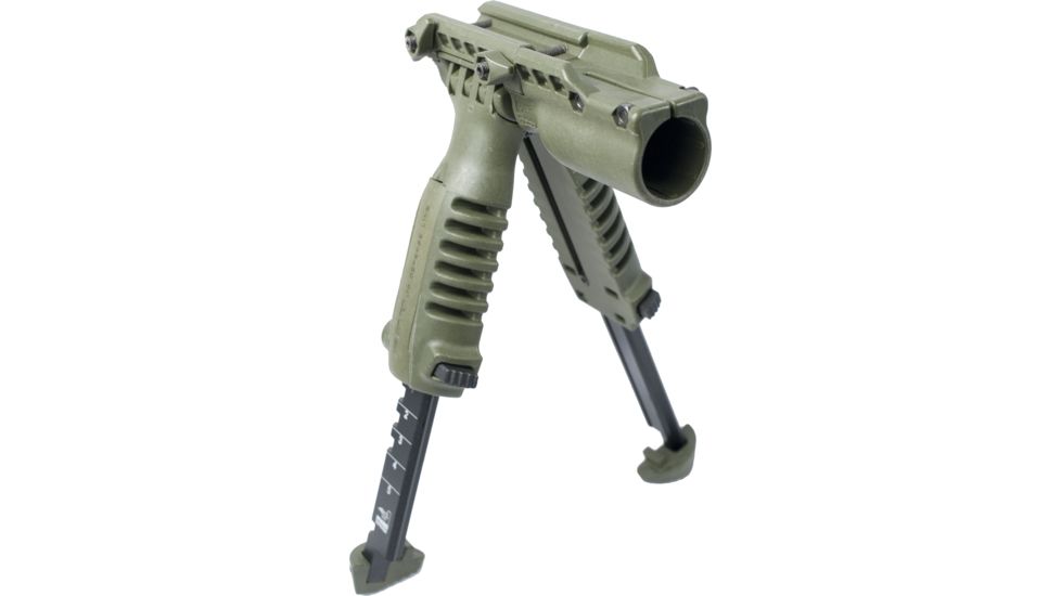 FAB Defense Vertical Foregrip w/Bipod and 1in Light Adapter, Olive Drab, T-PodFAOD