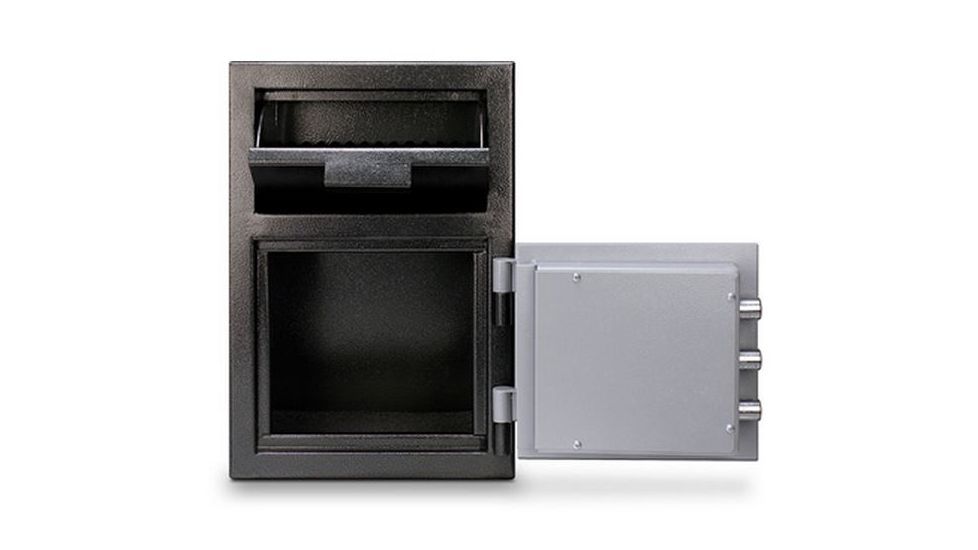 Mesa Safes Depository Safe,0.8 cu ft,8.75x13.75x11in,Combination Lock,Two-Tone Black/Grey MFL2014C