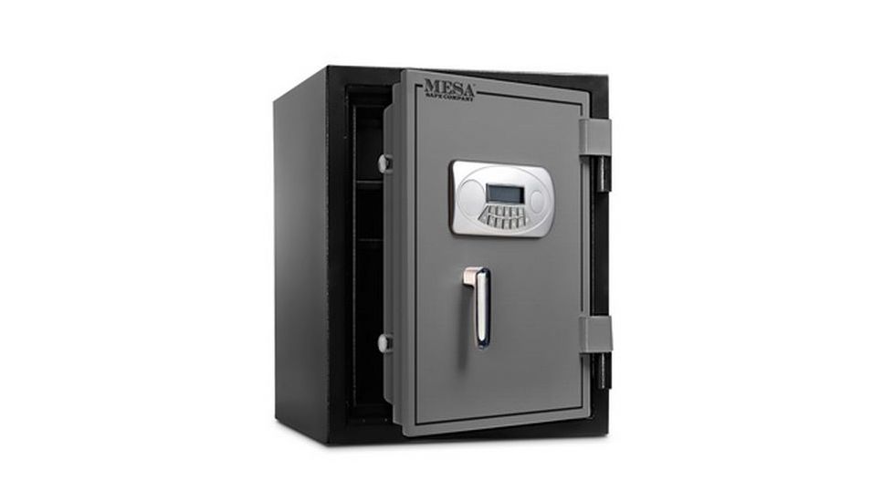 Mesa Safes UL Classified Fire Safe,1.5 cu ft,13.625x13.125x12.25in,Electronic Lock,Two-Tone Black/Grey MF60E