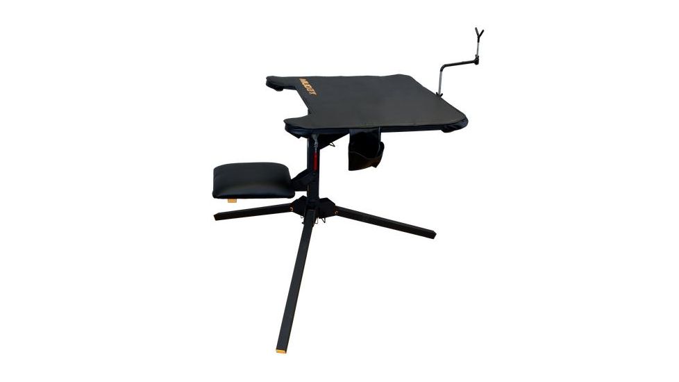 Muddy Swivel-Action Shooting Bench, includes 2-Shell/Gear Pockets, Adjustable, Non-Scratch Rubber Coated Gun Rest, Black MSB300