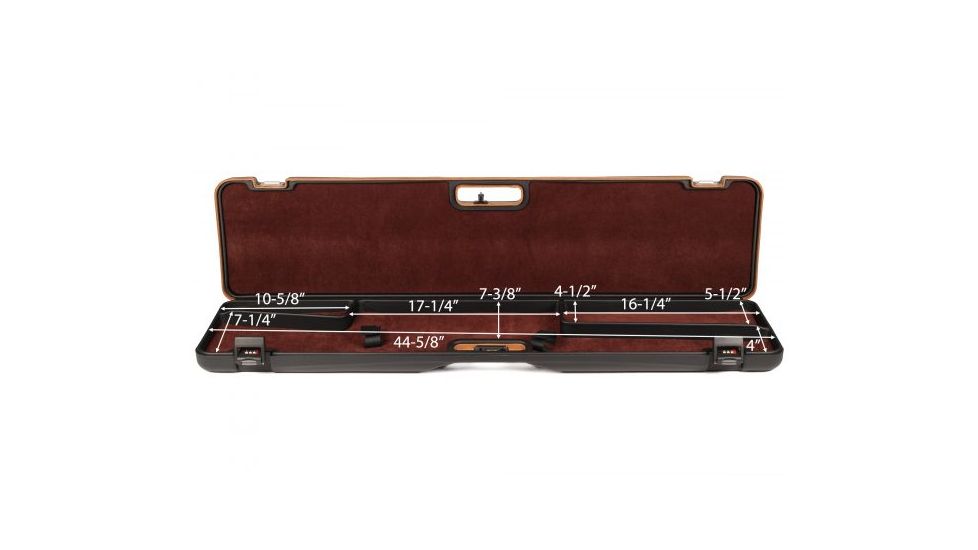 Negrini Compact Scoped Bolt Action Rifle Case, Black/Cognac Leather/Brown, L 45.5in x W 10.875in x D 3.25in 1619LUNGA/5517