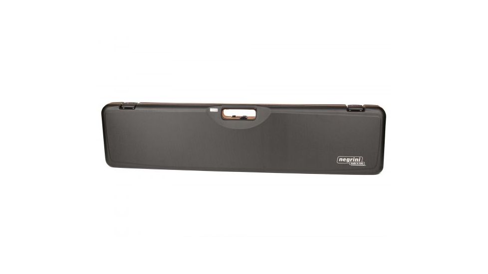 Negrini Compact Scoped Bolt Action Rifle Case, Black/Cognac Leather/Brown, L 45.5in x W 10.875in x D 3.25in 1619LUNGA/5517