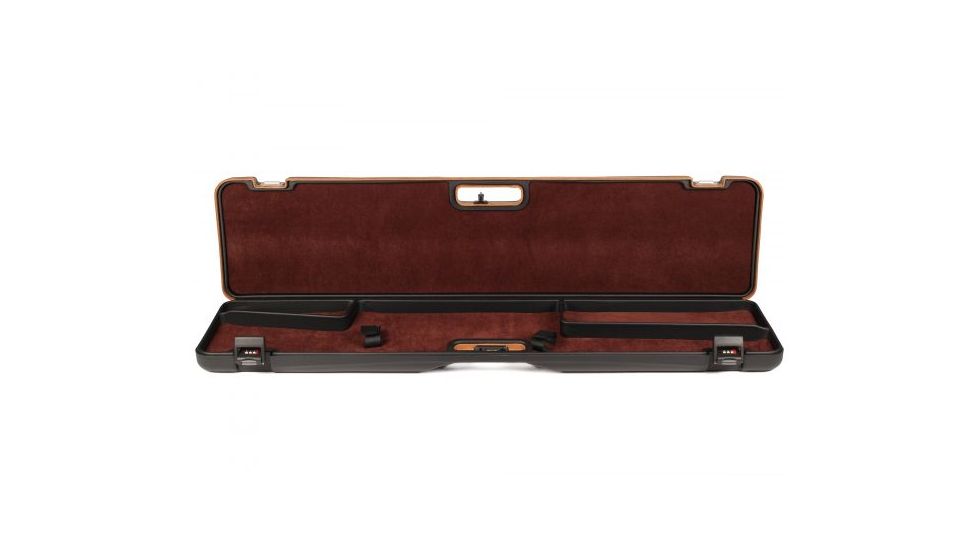 Negrini Compact Scoped Bolt Action Rifle Case, Black/Cognac Leather/Brown, L 45.5in x W 10.875in x D 3.25in 1619LUNGA/5517