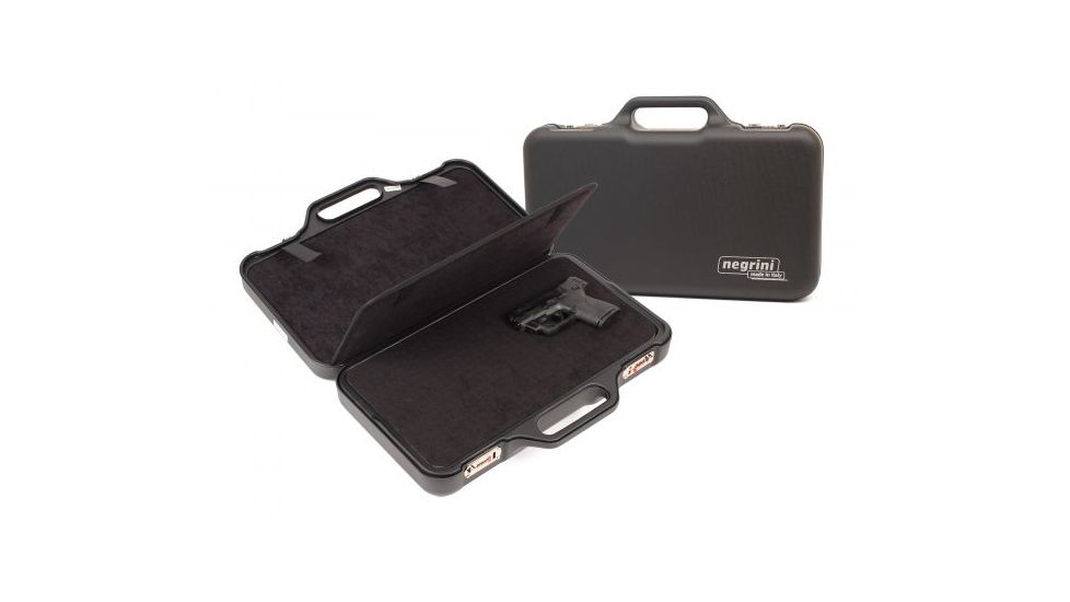 Negrini Compact Two-Sided Hard Gun Case, Black/Black, L19.9in x W14in x D4.7in 3038R/5131