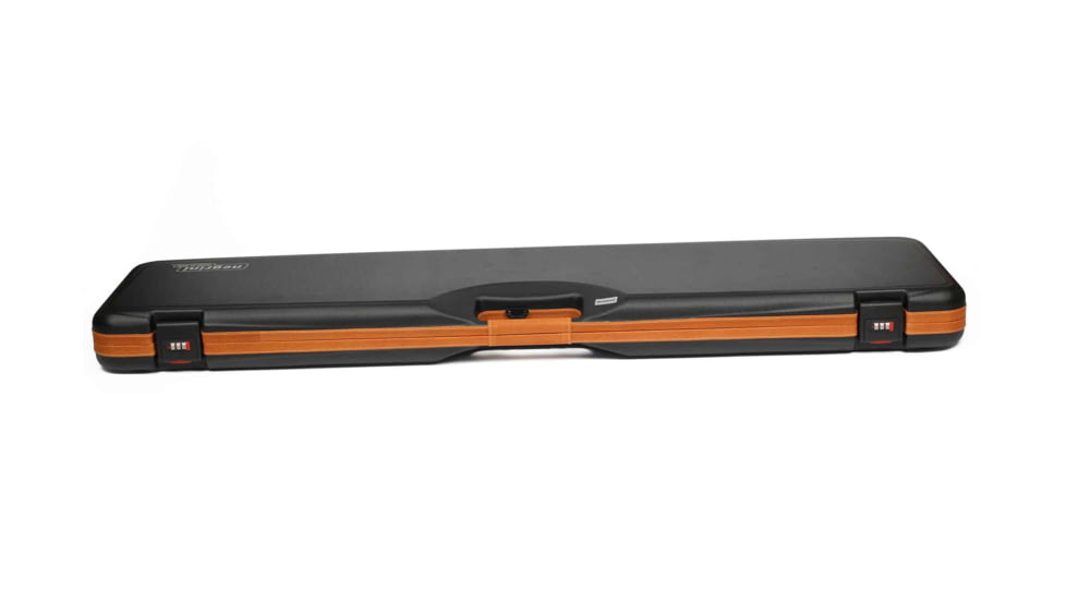 Negrini Deluxe Compact Scoped Bolt Action Rifle Case, Black/Cognac Leather Trim/Brown Interior, 1619LX/5287