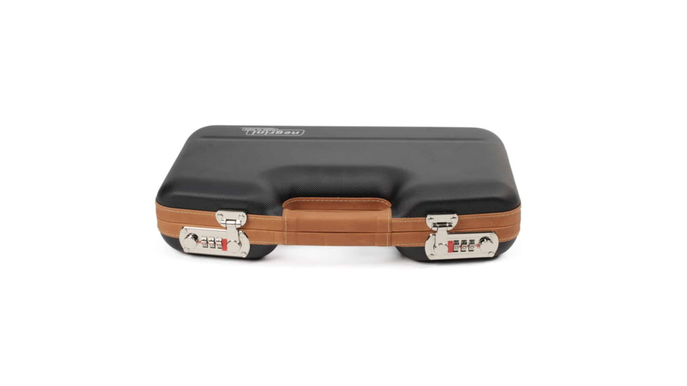 Negrini Deluxe Modern Handgun Case, Black/Cognac Leather Trim/Bordeaux, 2028SLX/5512