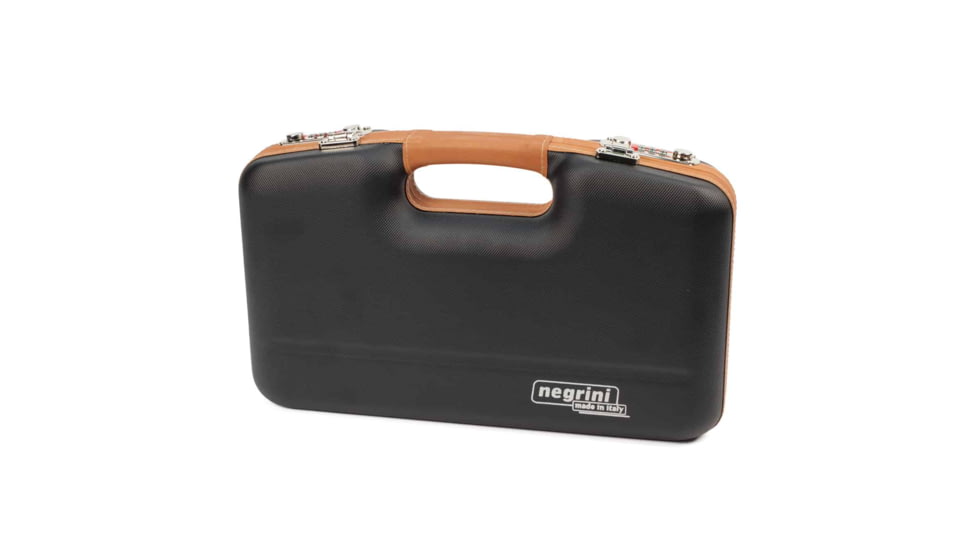 Negrini Deluxe Modern Handgun Case, Black/Cognac Leather Trim/Bordeaux, 2028SLX/5512