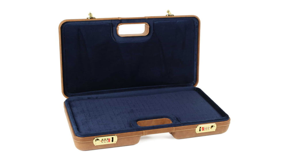 Negrini Luxury Handgun Case - 2 Gun, Nespola Leather Cover/Navy Interior, 2027PL-TAC/4845