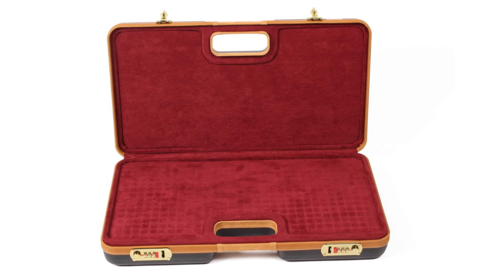 Negrini Luxury Handgun Case - 2 Pistols, Black/Nespola Leather Trim/Bordeaux Interior, 2027LX-TAC/4843