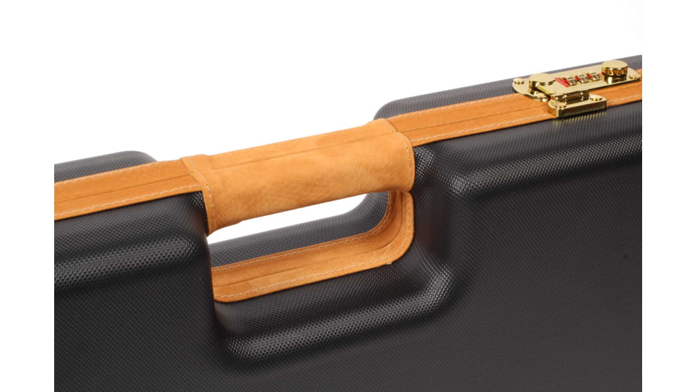 Negrini Luxury Handgun Case - 2 Pistols, Black/Nespola Leather Trim/Bordeaux Interior, 2027LX-TAC/4843