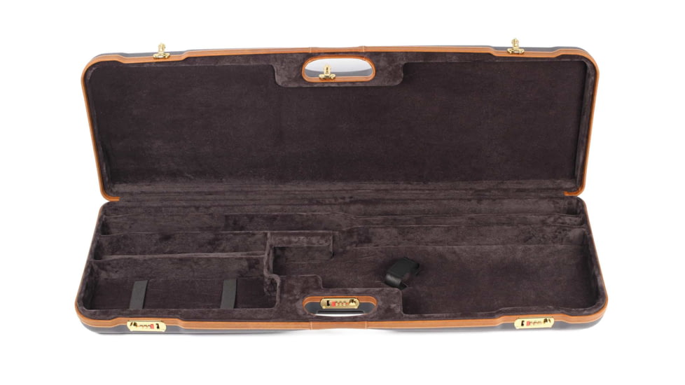 Negrini O/U Deluxe High Rib Trap/Sporting Combo Shotgun Case, Navy/Tobacco Leather/Grey Interior, 1653LX/5005