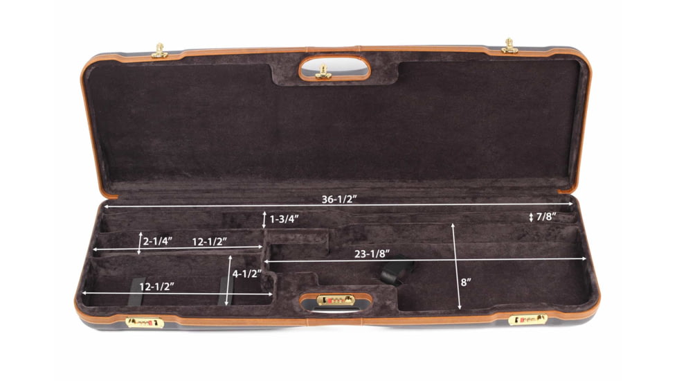 Negrini O/U Deluxe High Rib Trap/Sporting Combo Shotgun Case, Navy/Tobacco Leather/Grey Interior, 1653LX/5005