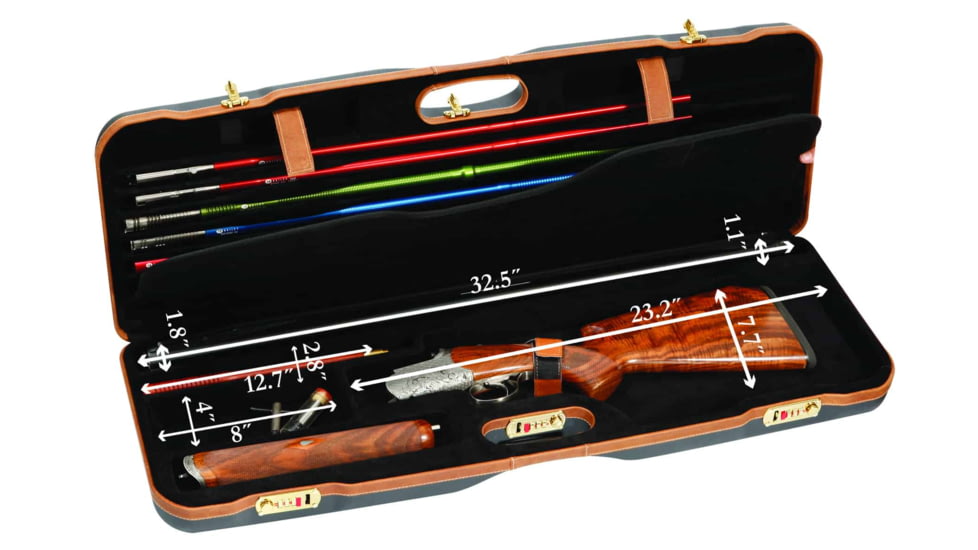 Negrini OU Deluxe Skeet Single Shotgun Case + Tube Set, Navy/Tobacco Leather/Navy Interior, 1659LX-TUBE/5161