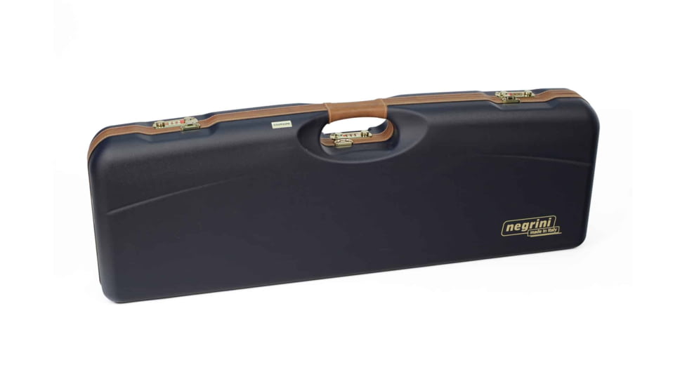 Negrini OU Deluxe Skeet Single Shotgun Case + Tube Set, Navy/Tobacco Leather/Navy Interior, 1659LX-TUBE/5161