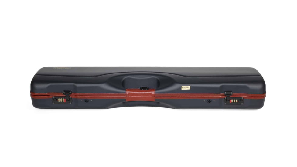 Negrini OU/SXS Deluxe Uplander Ultra-Compact Hunting Shotgun Case, Navy/Rich Tobacco Leather Trim/Navy Interior, 16405LX/5708