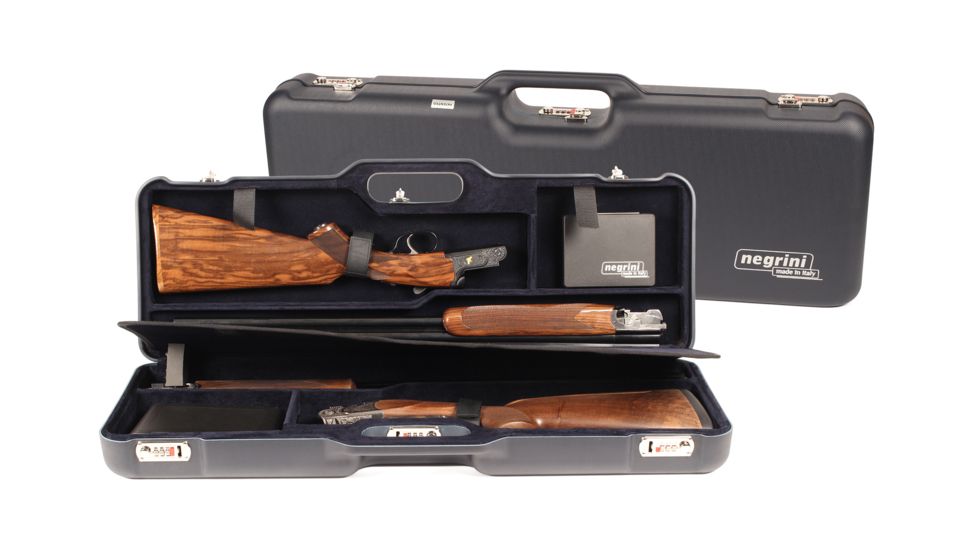 Two OU/SxS Hunting, Skeet Shotgun Travel Case, Black/Blue, 32X11.6X4.8