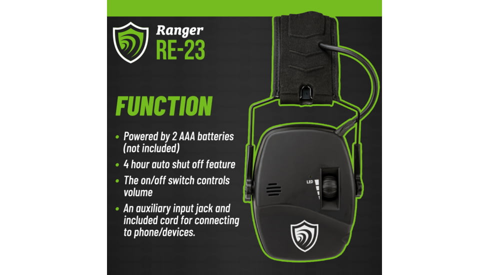 Otis Technology Earshield Ranger Electronic Pro Earmuff - FG-ES23E-BK