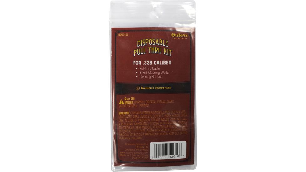 Outers Disposable Pull-Thru Cleaning Kit, .338 Caliber 42010 