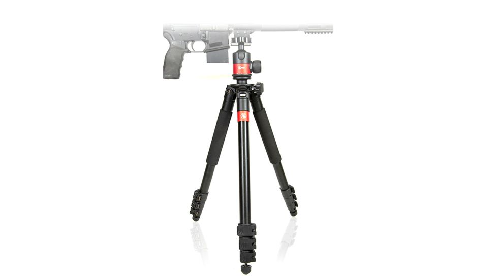 Predator Tactics DeadEye Rifle Tripod System, Matte Black/Red Aluminum Finish, 97505