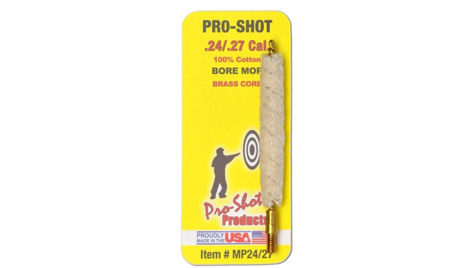 Pro-Shot .24-.27 Cal Cotton Bore Mop, Pack of 12, MP24-27-CS