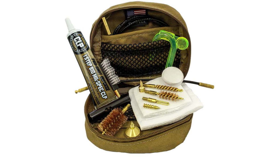 Pro-Shot 4 Gun Pull Through Cleaning System Gun Kit w/Case, 9mm &amp; 5.56mm/.223 Cal. &amp; 12 GA, Coyote, MCOY-3G
