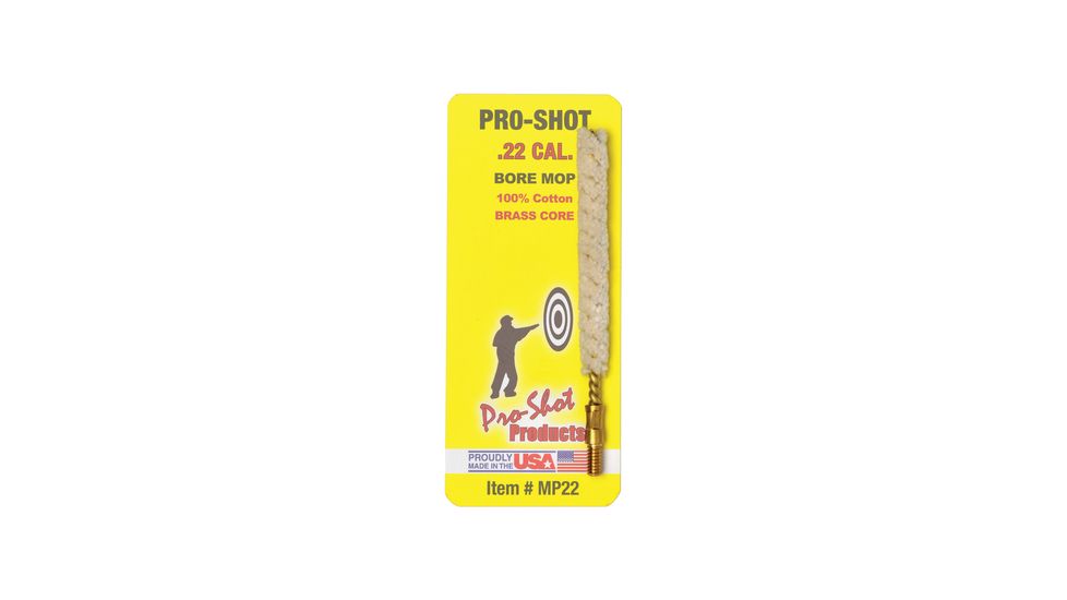 Pro-Shot Pro-Shot Bore Mop .22 Caliber, White w/ Brass Core, MP22