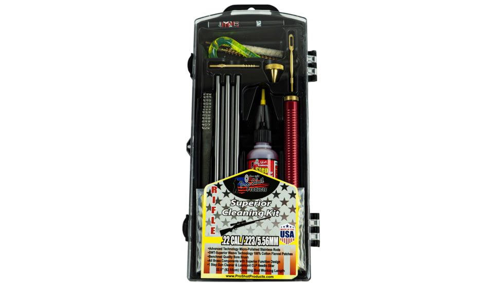 Pro-Shot Rifle Classic Box Gun Cleaning Kit, .22 Cal/.223 Cal./5.56mm, Stainless Steel, R22KIT