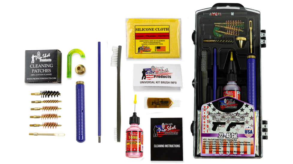 Pro-Shot Coated Rod Universal Pistol Gun Cleaning Kit, Purple, .22-45 Cal. PURP-PISTOL
